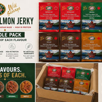 Wild Salmon Jerky Bundle Pack — 8 bags of wild Pacific salmon jerky packed in a gift box