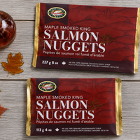 Maple Smoked King Salmon Nuggets made with 100% pure Canadian maple syrup