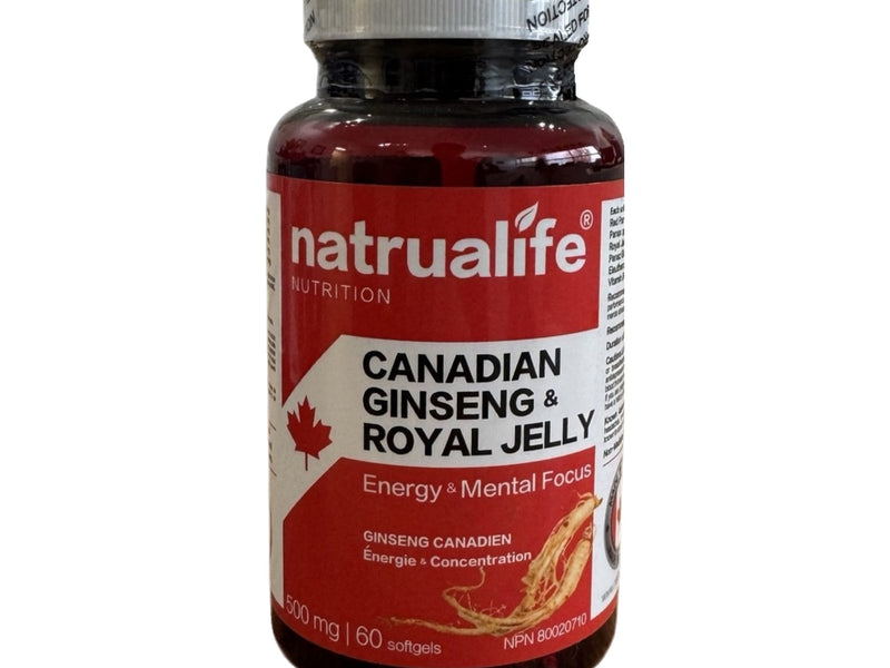 Canadian Ginseng and Royal Jelly 500 mg, 60 softgels, front of bottle