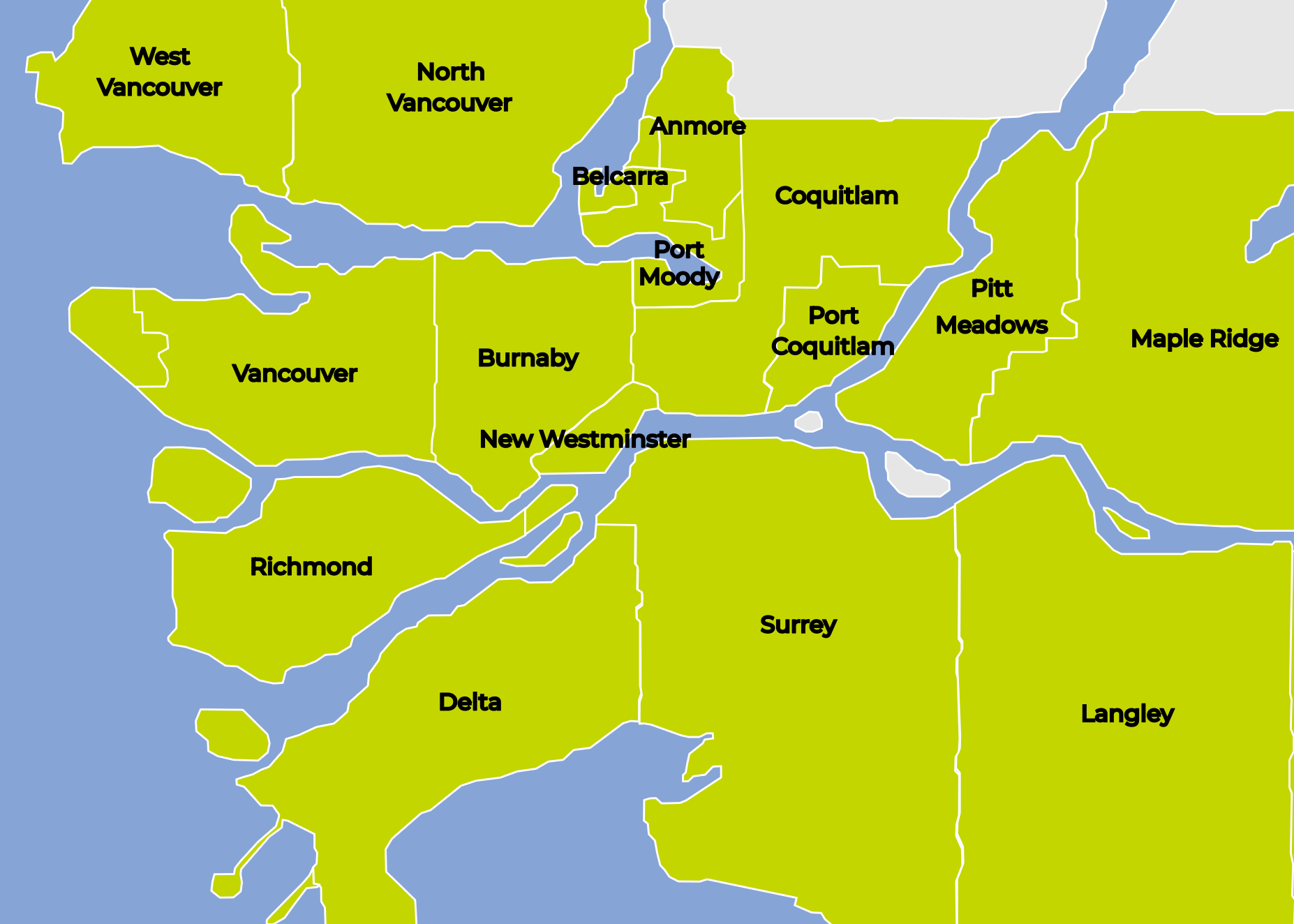 West Coast Select home delivery zone - Lower Mainland, BC